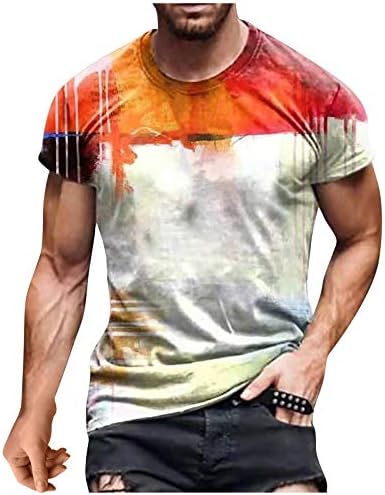 WENKOMG1 erkek 3D Baskılı spor tişört Yaz Tee Gömlek Kısa Kollu Crewneck Tops Hafif Açık Kazak L0318