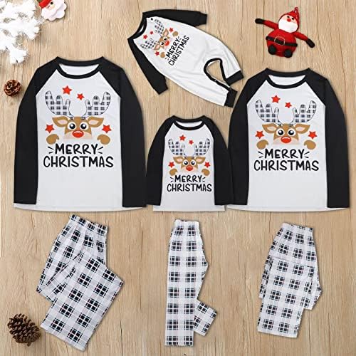Aile Yılbaşı Pijama artı Boyutu Eşleşen aile pijamaları Setleri Noel Geyik Mektup İpek Pijama Aile Seti