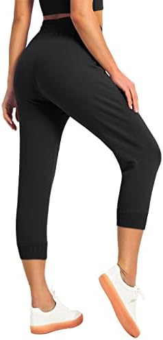 SPECİALMAGİC kadın Sweatpants kapri pantolonlar Kırpılmış Jogger koşu Pantolon Salonu Gevşek Fit İpli Bel Yan Cepli