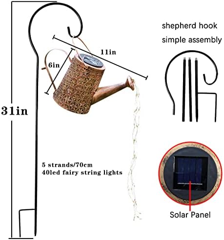 CAİTRAD güneş sulama kovası ışıkları ile açık, Asılı büyük güneş fener Metal ışıkları dekoratif Yard sanat su geçirmez