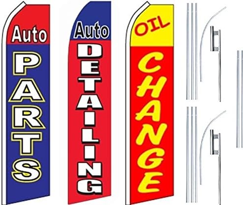 Otomobil Mağazası Hizmetleri Süper Bayrak 3'lü Paket ve Direkler-Otomobil Parçaları-Detaylandırma-Yağ Değişimi