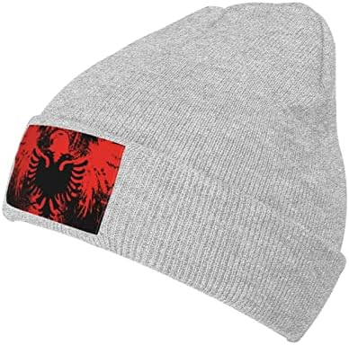 Arnavut Bayrağı ve Kel Kartal Örgü şapka Yetişkin Bere Şapka Açık Sıcak Sonbahar Kış Örme Şapka Temel Kafatası Kap