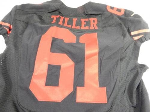 San Francisco 49ers Andrew Tiller 61 Oyun Yayınlanan Siyah Jersey Renk Rush 7-İmzasız NFL Oyunu Kullanılmış