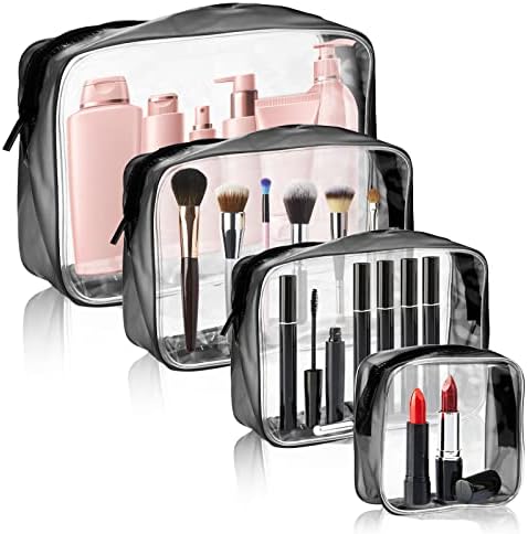 Rcybeo Temizle Makyaj Çantaları, 4 Paket Kozmetik fermuarlı çanta Taşınabilir PVC Tuvalet Taşıma Çantası Seyahat,