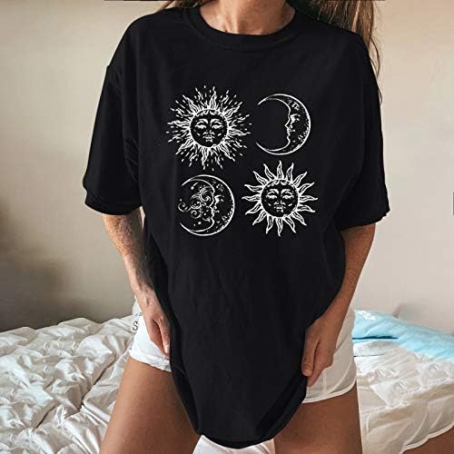 Yubnlvae Tişörtü Kadın Artı Boyutu Yaz Grafik Rahat Tişörtü Ekip Boyun Moda Rahat Kısa Kollu Hafif
