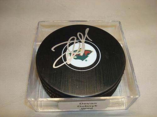Devan Dubnyk İmzalı Minnesota Vahşi Hokey Diski İmzalı 1A İmzalı NHL Diskleri