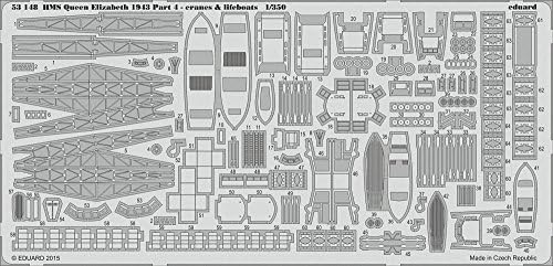 EDU53148 1:350 Eduard PE-HMS Kraliçe Elizabeth 1943 Bölüm 4 Vinçler ve Cankurtaranlar (Trompetçi model seti ile kullanım