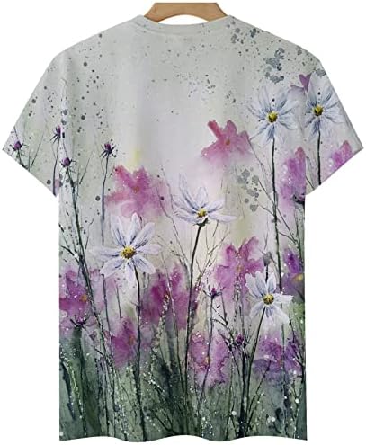 pbnbp kadın Moda Tee Baskılı Yuvarlak Boyun Gevşek Fit Günlük Giyim Bluzlar Ombre Kısa Kollu Çiçek yazlık gömlek