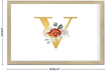 Rustik Ahşap Çerçeveli Duvar Dekor İşareti Monogram Altın Glitter İlk Harf V Ev Dekorasyon Pencere için İlham Sevimli