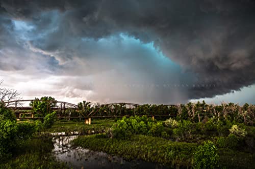 Fırtına Fotoğrafçılığı Baskı (Çerçeveli Değil) Resim Fırtına Üzerinde Eski Köprü Fırtınalı Bahar Günü Texas Great