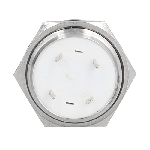 FTVOGUE 5 Adet Anlık basmalı düğme anahtarı Paslanmaz Çelik Otomatik Sıfırlama Ultra İnce Su Geçirmez LED 25mm [DC3