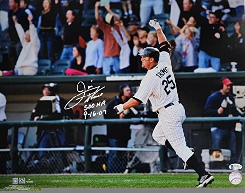 Jim Thome İmzalı Chicago White Sox 500th Home Run 16x20 Fotoğraf W / 500 SAAT 9-16-07 Beckett Tanık-İmzalı MLB Fotoğrafları