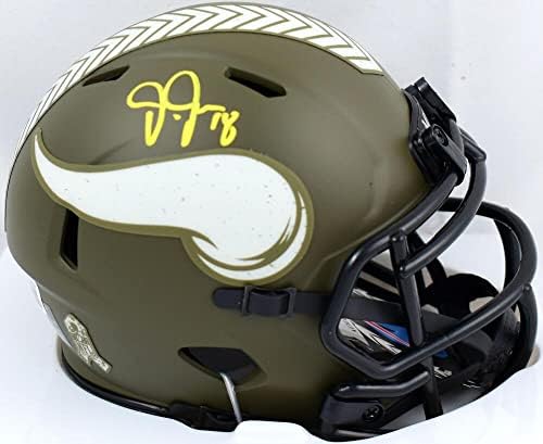 Justin Jefferson, Speed Mini Helmet'e Hizmet Etmek için Vikings Selamını İmzaladı - BeckettWHolo-NFL Mini Helmets