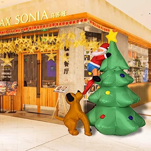 6FT Noel Şişme Ağacı Hediye Kutuları Köpek Noel Baba Açık Süslemeleri, LED Noel Şişme Kapalı Yard Çim Bahçe Tatil