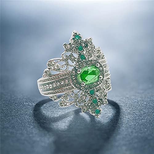 2023 Yeni kadın Glitter Yüzük Mizaç Moda Ziyafet kadın Yüzük Nişan Yüzüğü Eşleşen Kristal Yüzük (Yeşil, 9)