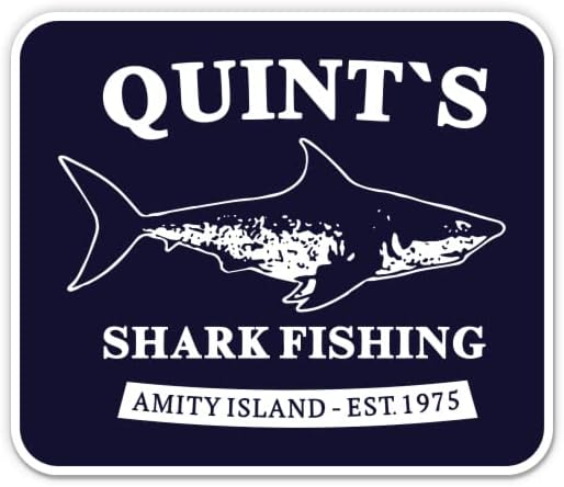 Quint Köpekbalığı Balıkçılık Dostluk Adası Sticker - 3 laptop etiketi Su Geçirmez Vinil Araba, Telefon, Su Şişesi