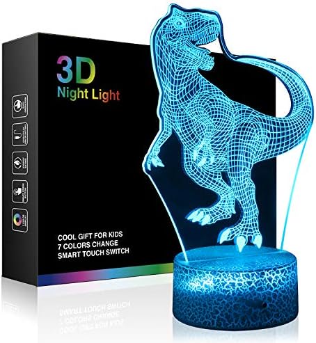 Tıcent Dinozor Hediyeler Gece Lambası, Tyrannosaurus 3D Lamba Aydınlatma ışıkları Çocuklar için 7 LED Renk Değiştirme