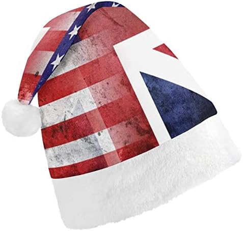 Vintage ABD ve İngiltere Bayrağı Noel Şapka Kişiselleştirilmiş Santa Şapka Komik Noel Süslemeleri