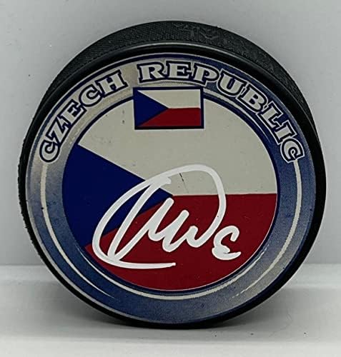 Dominik Kubalik Chicago Blackhawks imzalı Çek Cumhuriyeti Puck imzalı-İmzalı NHL Pucks