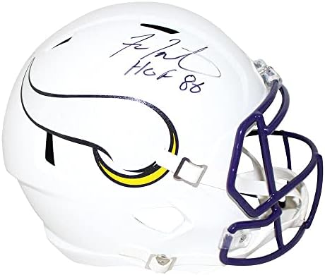 Fran Tarkenton İmzalı Minnesota Vikings F / S Düz Beyaz Hız Kaskı JSA 30529-İmzalı NFL Kaskları