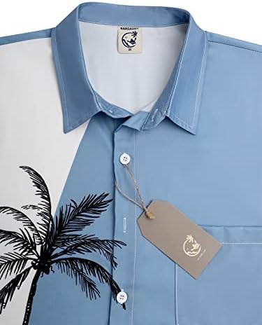 Hardaddy erkek havai gömleği Kısa Kollu Hindistan Cevizi Baskılı Düğme Aşağı Yaz Plaj Rahat Gömlek