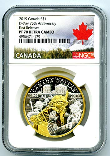 2019 Kanada 1OZ Gümüş 75. Yıl Dönümü D-DAY İLK BÜLTENLERİ $ 1 PF70 NGC