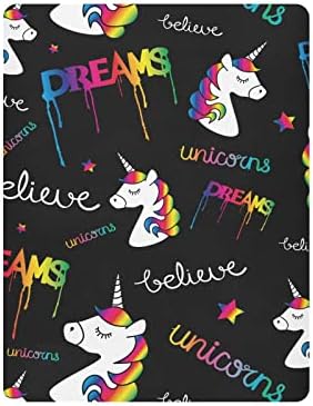 ALAZA Unicorn Rüyalar Büyülü Gökkuşağı çocuk çarşafları Gömme Beşik Levha Erkek Bebek Kız Toddler, Mini Boyutu 39x27