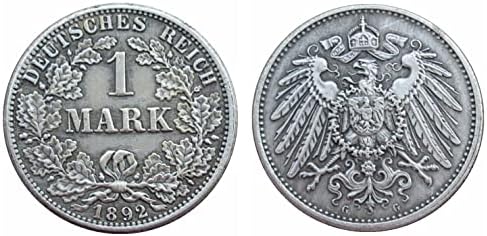 Alman 1 Mark 1892 ADEFGJ Yabancı Çoğaltma Gümüş Kaplama hatıra parası