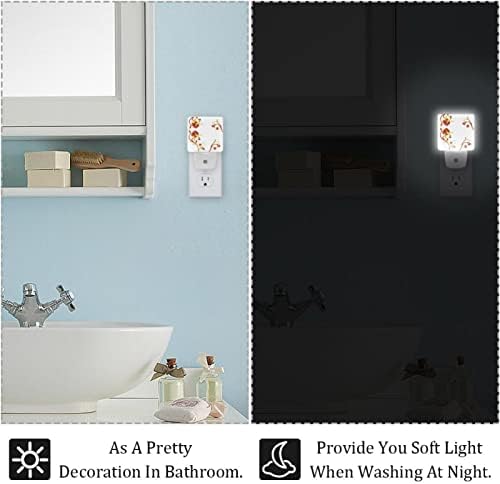 RODAILYCAY Akıllı Sensörlü LED Gece Lambası ışığı Şafak Vakti Sensörü, 2 Paket Basit Çiçekler Banyo, Yatak Odası,
