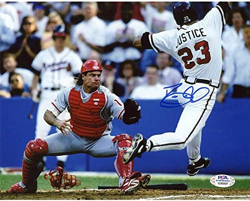 Dave Justice İmzalı Atlanta Braves Çerçevesiz 8×10 Fotoğraf Çalışan Taban-İmzalı MLB Fotoğrafları