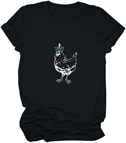 Serin Horoz Giyen Güneş Gözlüğü Vintage Tavuk Tee T-Shirt Kadın Komik Retro Tavuk Çiftliği Hayvan Baskı Temel Tees