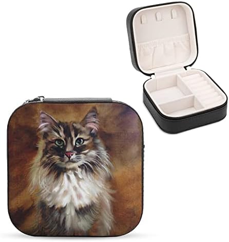Vintage Kedi Boyama kadın Premium Seyahat Küçük Mücevher kolye kutusu Yüzük Depolama Organizatör Mini Vitrin