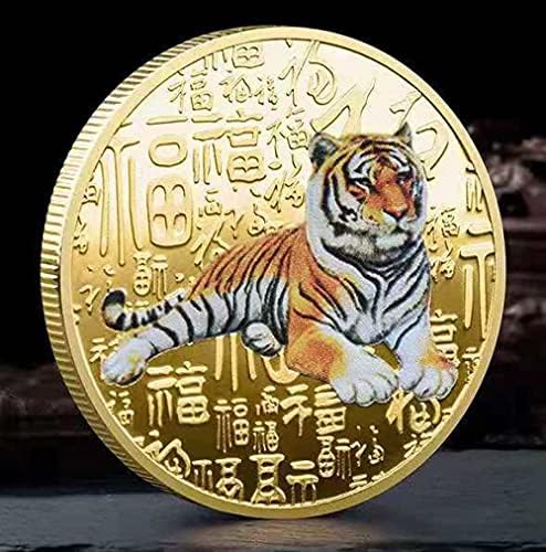Nimet tigerLucky Kaplan Yıl Zodyak Nadir Koleksiyon Cryptocurrency Sanal Para Altın Kaplama hatıra parası Koruyucu
