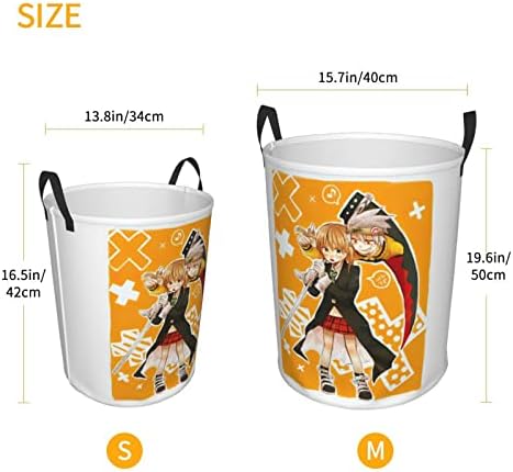 Anime Soul Eater Desen Dairesel Sepet Katlanır çamaşır sepeti Su Geçirmez çamaşır torbası Oyuncak saklama kutusu