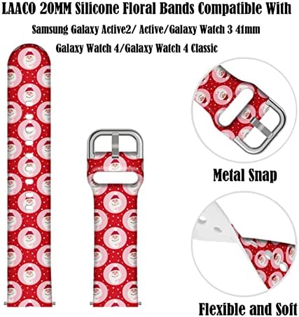 LAACO 20mm Noel Çiçek silikon Bantlar Yedek Spor Kayış için Uyumlu Samsung Galaxy İzle 3 41mm/ Samsung Active 2 40mm