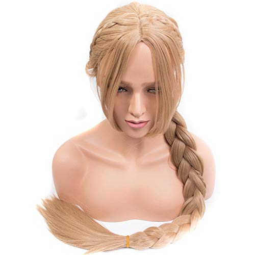 kadın peruk Saç Değiştirme Peruk Düz Cosplay Prenses Örgülü Ekstra Uzun 140cm Sarışın Renk Sentetik Uzun Briad Peruk