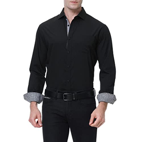 Maiyifu-GJ erkek Rahat Kırışıklık Ücretsiz Elbise Gömlek Bambu Elyaf Düğme Aşağı Gömlek Katı Slim Fit Uzun Kollu