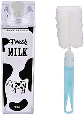 FveBzem 17 Oz 500 ml Süt Karton Su Şişesi ile Temizleme Fırçası BPA Ücretsiz Kullanımlık Süt Karton Şekilli Su Şişesi