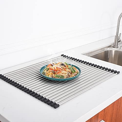 Mutfak Lavabo Aksesuarları Roll up Bulaşık Kurutma Rafı 304 Paslanmaz Çelik Lavabo Bulaşık Kurutma Rafı, Çok Kullanımlı