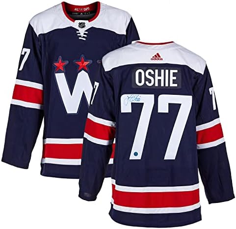 TJ Oshie Washington Capitals İmzalı Alt Donanma Adidas Forması-İmzalı NHL Formaları