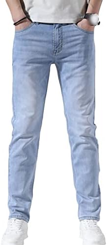 Erkek Slim Fit Skinny Streç Kot Klasik Retro Düz Bacak Denim Pantolon Yıkanmış Sıkıntılı Rahat Jean Pantolon