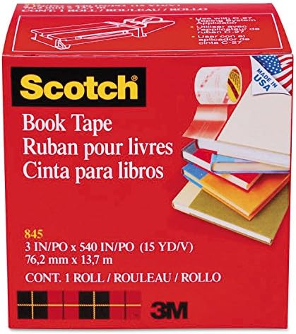 Scotch 8453 Kitap Tamir Bandı, 3 inç X 15Yds, 3 inç Çekirdek, Şeffaf