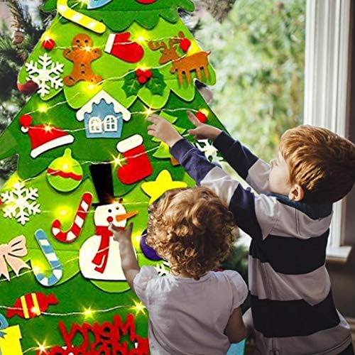 32 Packs DIY Keçe Yılbaşı Ağacı Seti, Noel Süslemeleri Duvar Asılı Ayrılabilir Süsler Çocuk Hediyeler Parti Malzemeleri,
