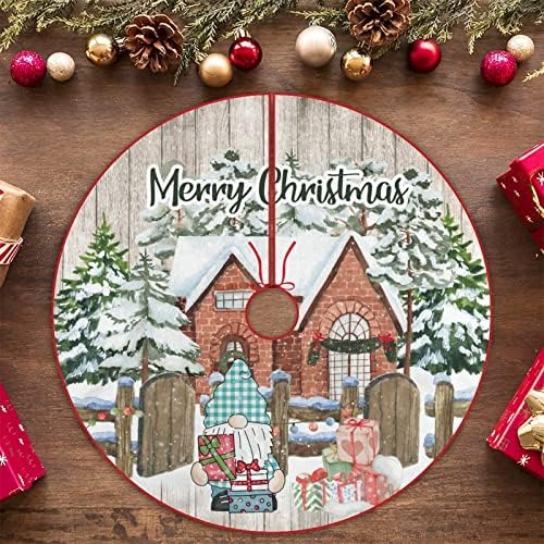 Merry Christmas Gnome Kış Çiftlik Evi Noel Ağacı Etekler 48 İnç Kış ABD Ülke Ahır Çiftlik Noel Gnome Hediye ile Rustik