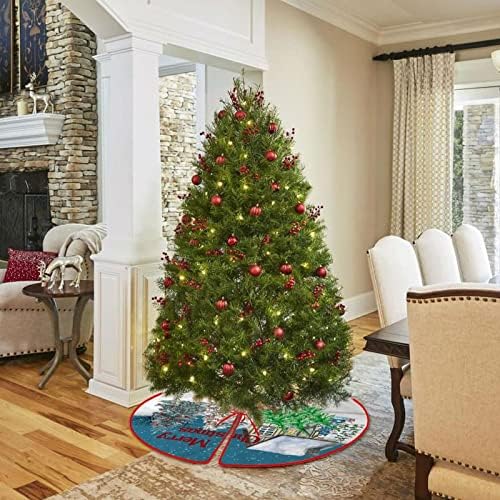 Merry Christmas Ağacı Kamyon Noel Ağacı Etek 48 İnç Noel Ağaçları Çelenk Dekor Kırmızı Kamyon Kış Kar Kadife Ağacı