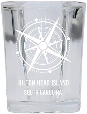 Hilton Head Island Hatıra 2 Ons Kare Shot Cam lazer kazınmış Pusula Tasarımı