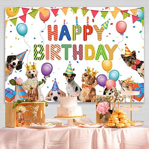 QICAIYUN 7x5ft Köpek Mutlu Doğum Günü Zemin Sevimli Yavru Köpek Fotoğraf Arka Plan Sağlar Parti Afiş Zemin Doğum
