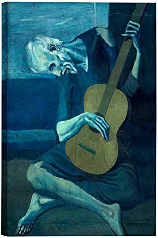 Eliteart-Eski Gitarist Pablo Picasso Yağlıboya Üreme Giclee duvar sanatı tuval Baskılar Çerçeveli Boyutu:25 1/2x