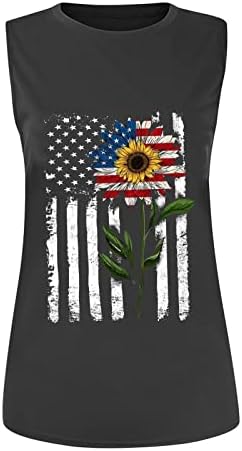 Abd'de Rockin ' Kadınlar için Tops Kolsuz 4th Temmuz Tankı T-Shirt O-Boyun Amerikan Bayrağı Kas Gömlek Bluz Streetwear