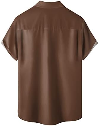 Artı Boyutu Düğmeli Gömlek Erkekler için Cep ile Komik Kravat Boya Grafik Tee 2023 Rahat Elastik Rahat Yaz Üstleri